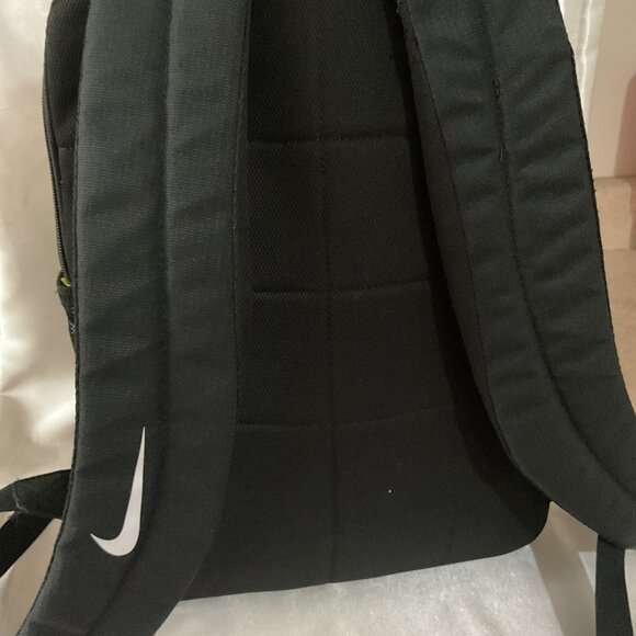 Used Nike Lime Green Print Backpack With White Swoosh Logo Mesh Side Pockets Pad - Picture 6 of 8
